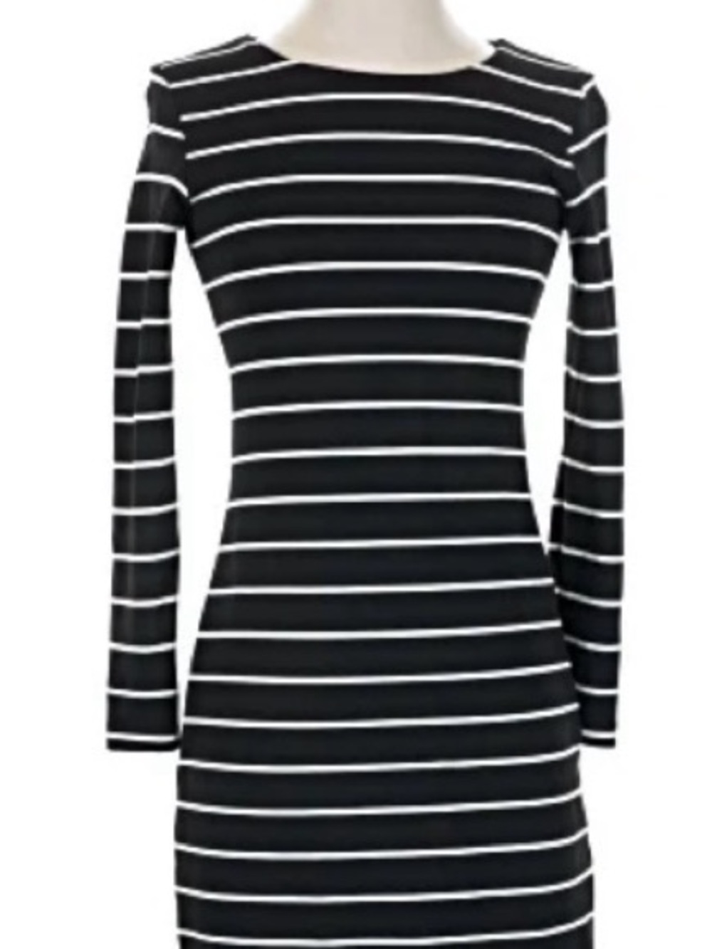 H&M Basic Women’s Black Dress Long Sleeve Stripes-White Size Small